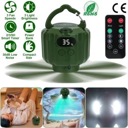 Portable Camping Ceiling LED Fan 10400mAh USB Battery Powered Hanging Tent Lantern Fan Power Bank With 3 Fan Speed 3 Light Brightness Smart Timer (Option: 10400mah)