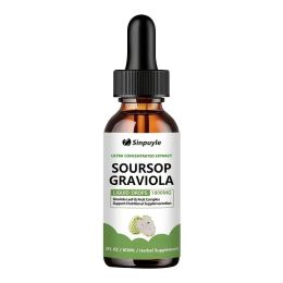 Soursop Graviola 1800mg Ultra Concentrated Liquid Drops - Leaf & Fruit Herbal Supplement, Immune Support, 60ml (Option: 1)