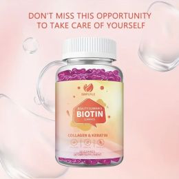 Biotin 12000MCG Beauty Gummies With Collagen & Keratin, Hair, Skin & Nail Support, 60 Count (Option: 1)